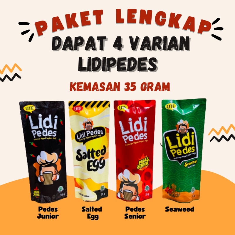 

Paket Hemat 35gr - Dapat 4 Lidipedes / Mie Lidi Pedes / jajanan jadul