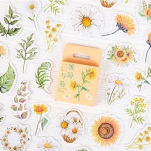 

[Artopia] 46 Pcs SUNFLOWER Mini Box Deco Sticker DIY Scrapbook Stiker Lucu Bunga Matahari Kotak Bujo Hiasan