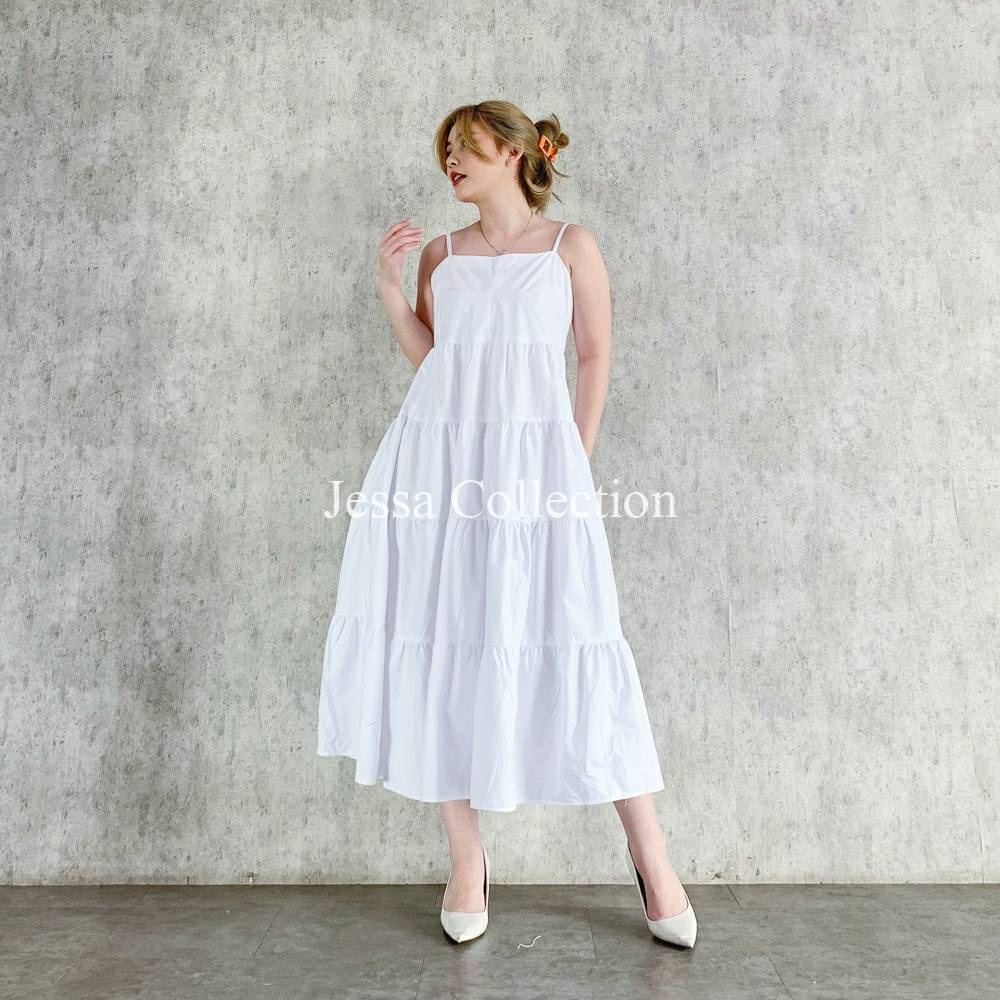 Premium Jo Sleeveless Dress TH 708 / 948 COTTON Gaun Panjang Tanpa Lengan Bahan Katun Casual Simple