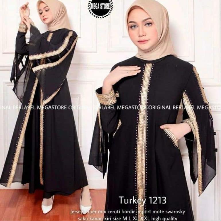 Basic Abaya Arab Saudi Hitam Abaya Dhubai Abaya Turkey Maxi Dress Kain Jetblack Saudi  Hitam –CG.18O