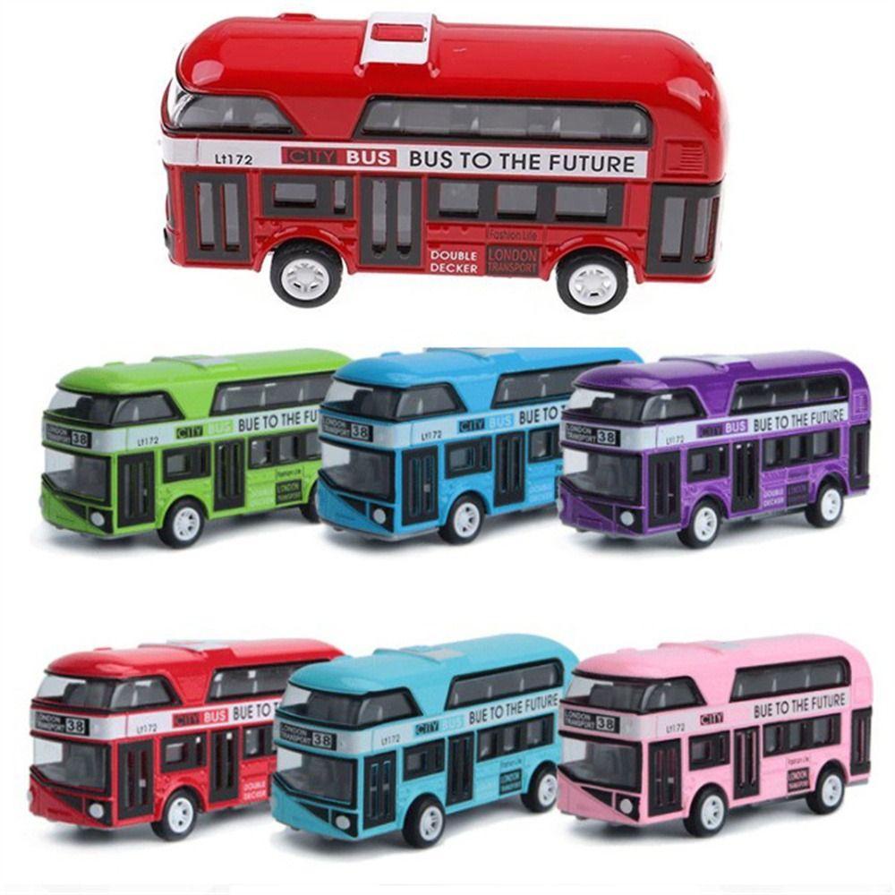 Needway   Diecast Cars Mainan 4roda Hadiah Untuk Anak Laki-Laki Set Kendaraan Mainan Kota Wisata Mobil Car Model Bis Kedip Dengan Musik Double Decker Bus