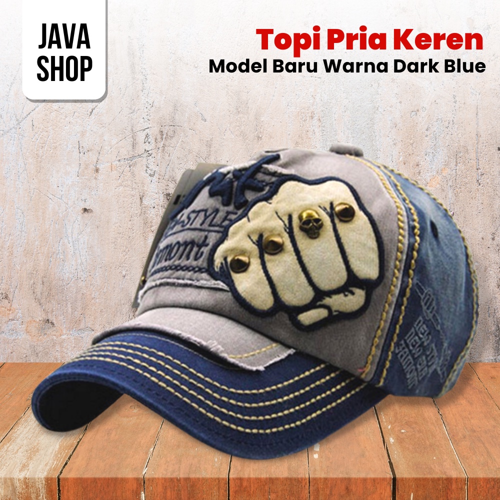 JAVASHOP Topi Pria Keren Premium Model Baru Warna Dark Blue