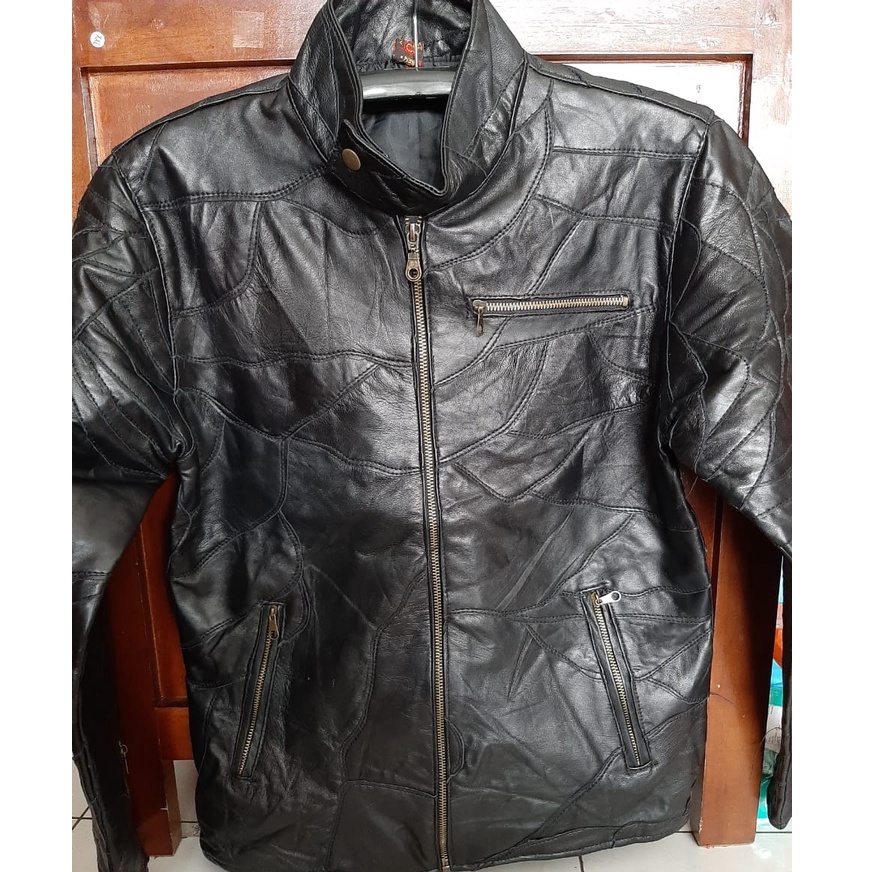 Jaket Pria Kulit Model Sambung Keren Asli Kulit 100% Handmade Pengrajin Garut