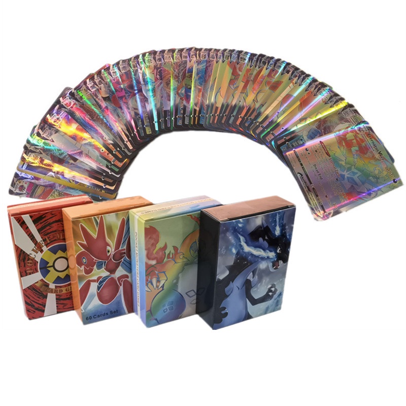 60pcs Kartu Game Pokemon GX Vmax Bahasa Inggris Untuk Anak / Dewasa