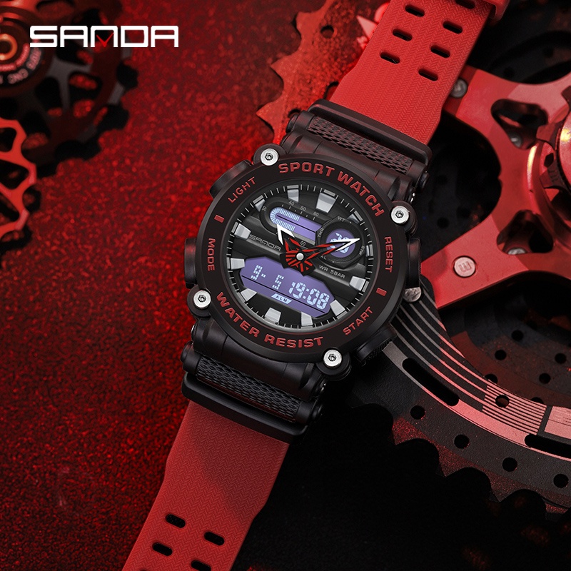SANDA 3139 Jam Tangan Pria Digital Analog EL Backlight Sport Watch Anti Air WATCHKITE WKOS