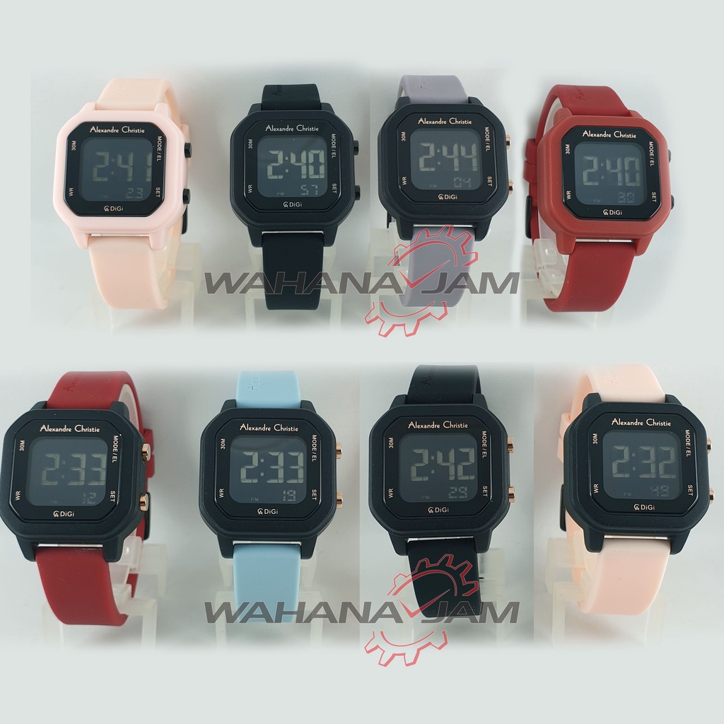 Alexandre Christie AC 9365 LH / Jam Tangan Wanita AC9365 Digital Karet Rubber Alexander Cewek Ori