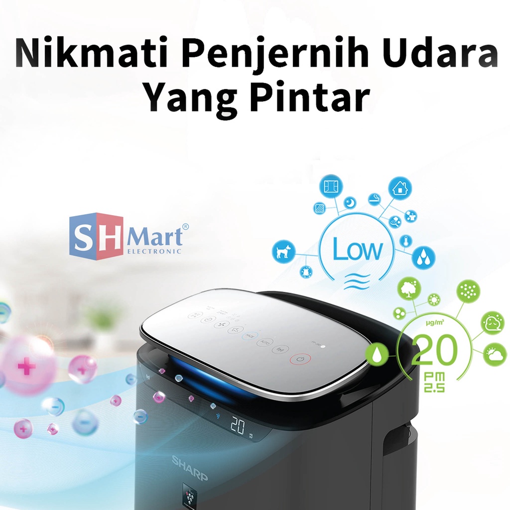 AIR PURIFIER SHARP SMART FP-J80Y-H / FPJ80YH CAKUPAN AREA 62M2 / PENJERNIH UDARA GARANSI RESMI