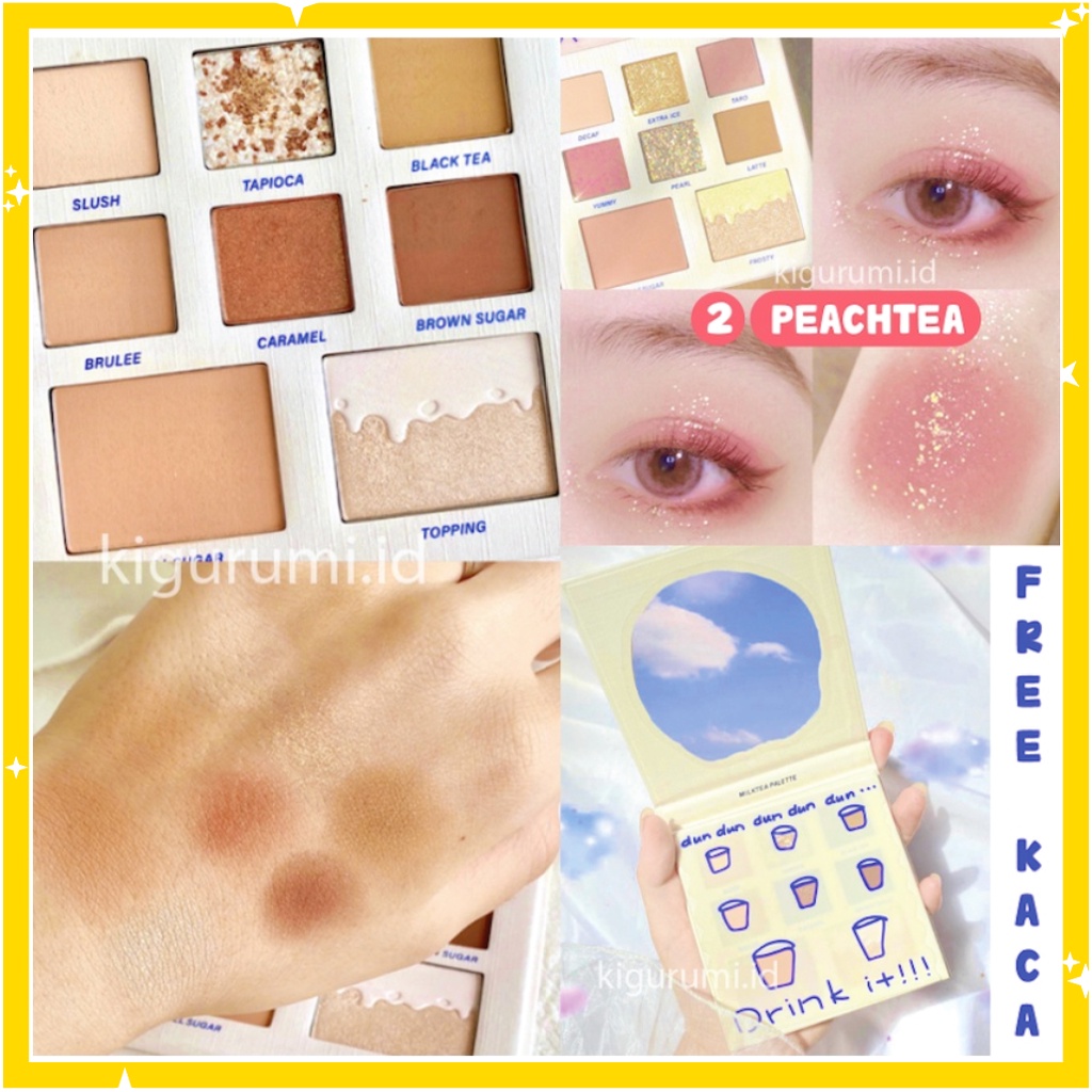 DIKALU Milktea Series 8 Warna Eyeshadow FREE KACA Pallete Matte Eyeshadow Palet Waterproof XX042