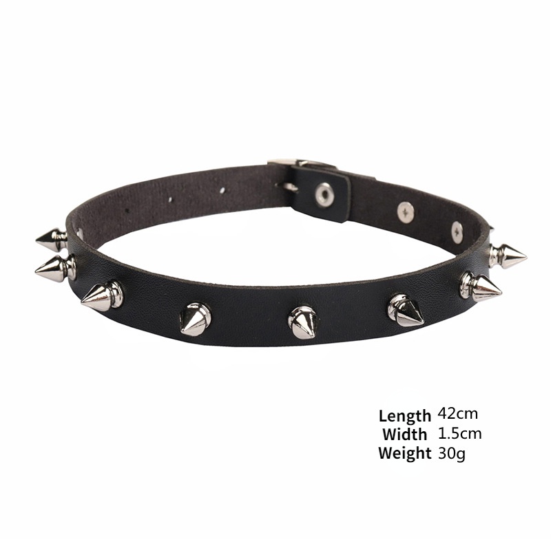 Rock Kalung Choker Bahan Kulit Pu Aksen Rivet Spike Gaya Punk Gothic Untuk Unisex