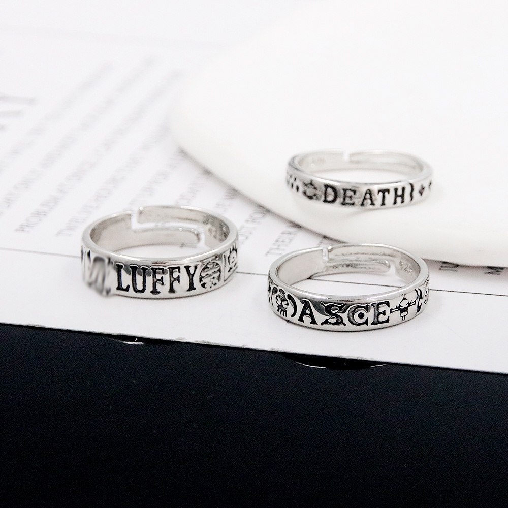 Cincin Desain Anime One Piece Luffy Trafalgar D Water Law Ace Bahan Logam Dapat Disesuaikan Untuk Unisex