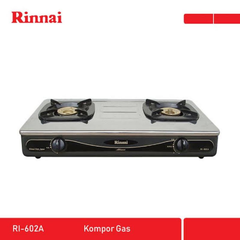 KOMPOR GAS RINNAI 602A STAINLESS STEEL 2 TUNGKU API LILIN
