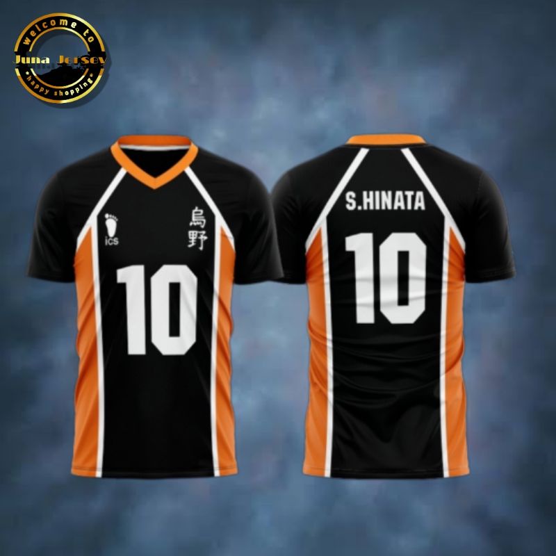 Jual Baju Kaos Jersey Anime Voly Haikyuu Karasuno Black Orange Hitam Oranye Terbaru Free