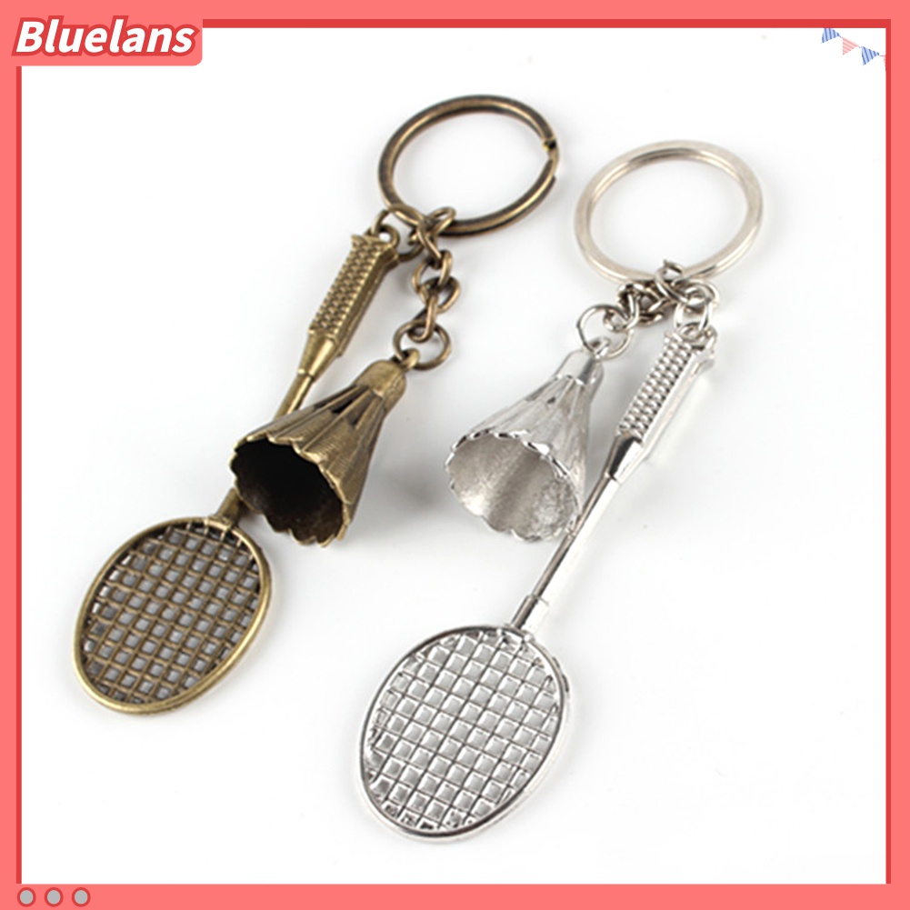 Gantungan Kunci Bentuk Raket Badminton Bahan Metal