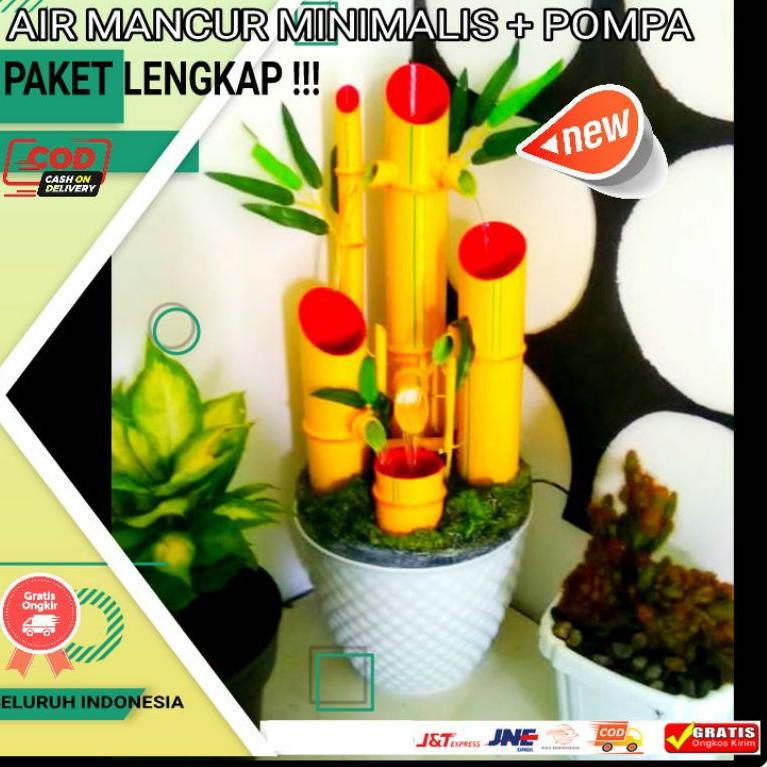 {MC.18Oc22ᵂ} Hiasan Rumah Air Mancur Minimalis Model Bambu Kuning Hiasan Ruangan Bahan PVC