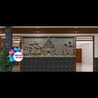 BATU UKIR RELIEF DINDING PEWAYANGAN PUNOKAWAN DAN PANDOWO LIMO