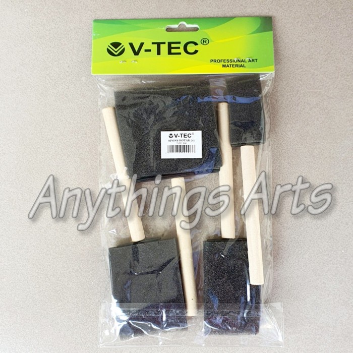 

Aman V-Tec Kuas Spons Kotak / Sponge Foam Brush Decoupage Set 4 Bagus