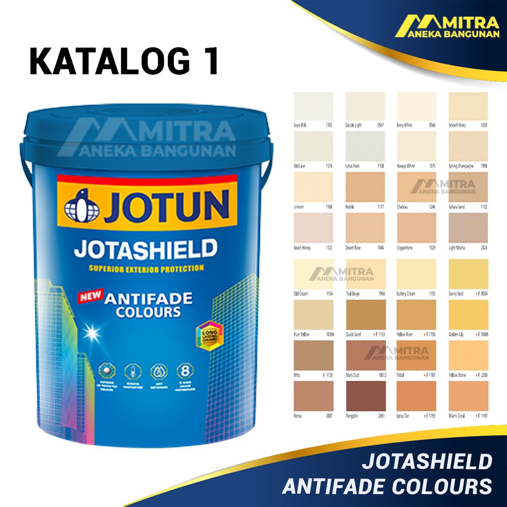 CAT TEMBOK EKSTERIOR LUAR JOTUN JOTASHIELD ANTIFADE COLOURS 2,5 LITER KATALOG 1 / WARNA BROKEN WHITE