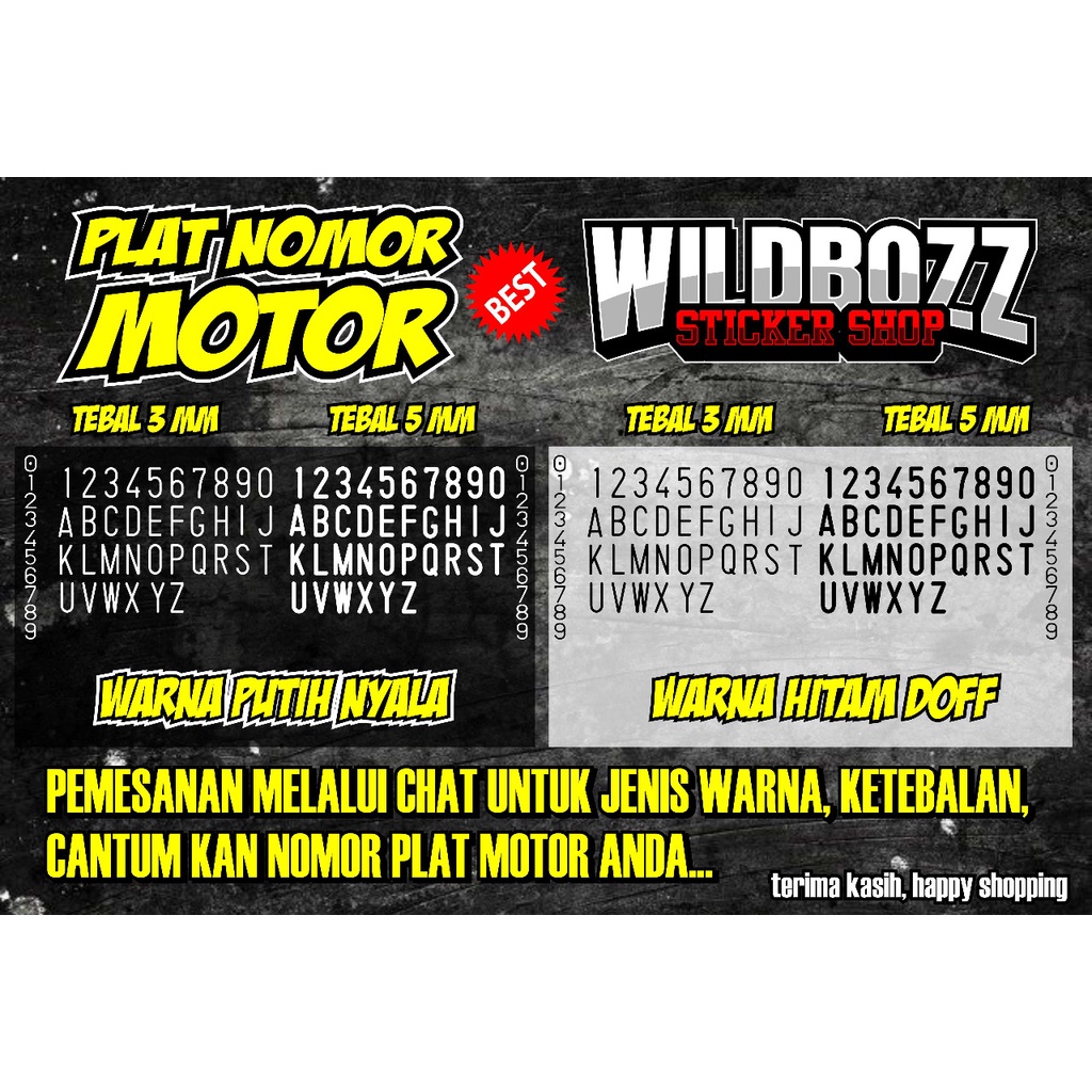 cutting sticker plat nomor motor (p.motor) wildbozz sticker