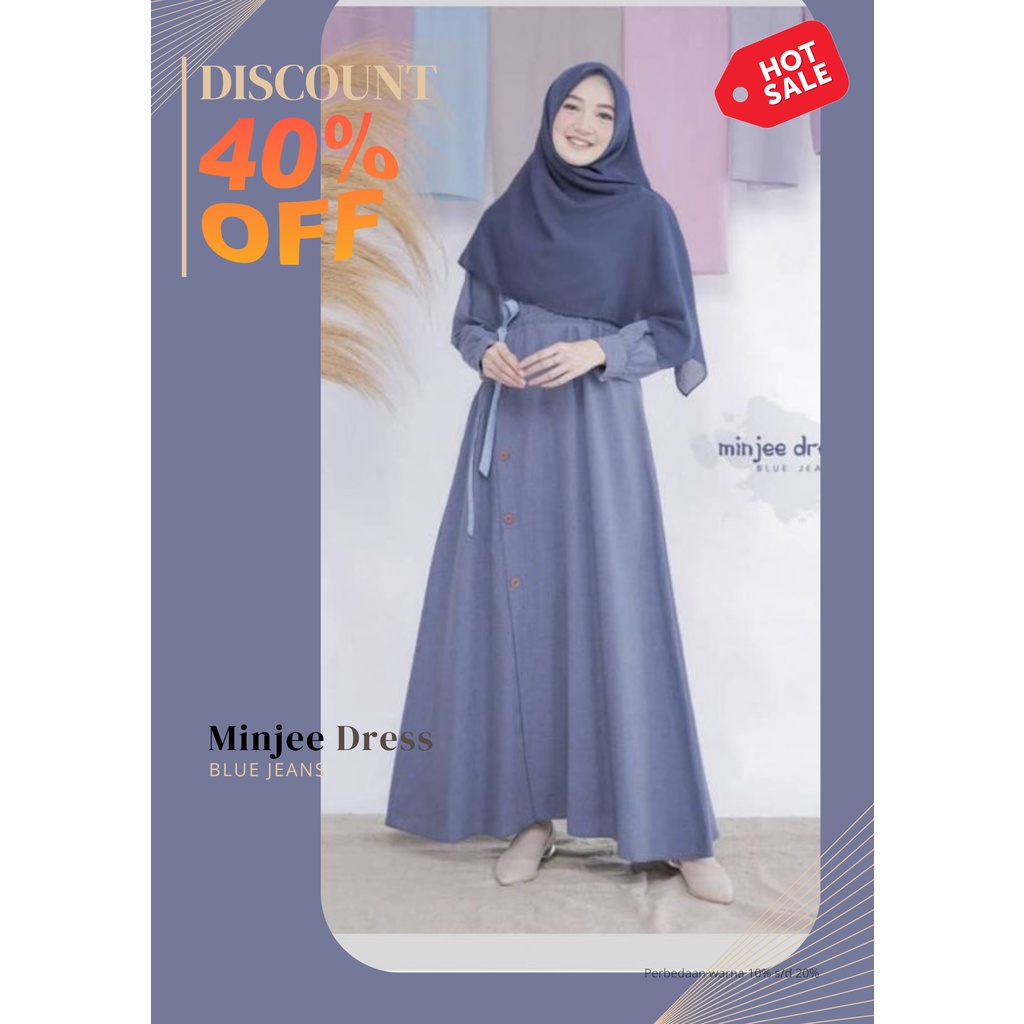 Jawara Fashion ( Bisa COD ) Min jee dress/Gamis Wanita/Dress Terbaru/Pakaian muslim Wanita/Gamis Sup