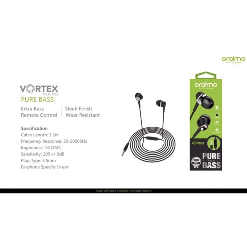 Earphone Oraimo OEP-E23 Vortex ExtraBass Control