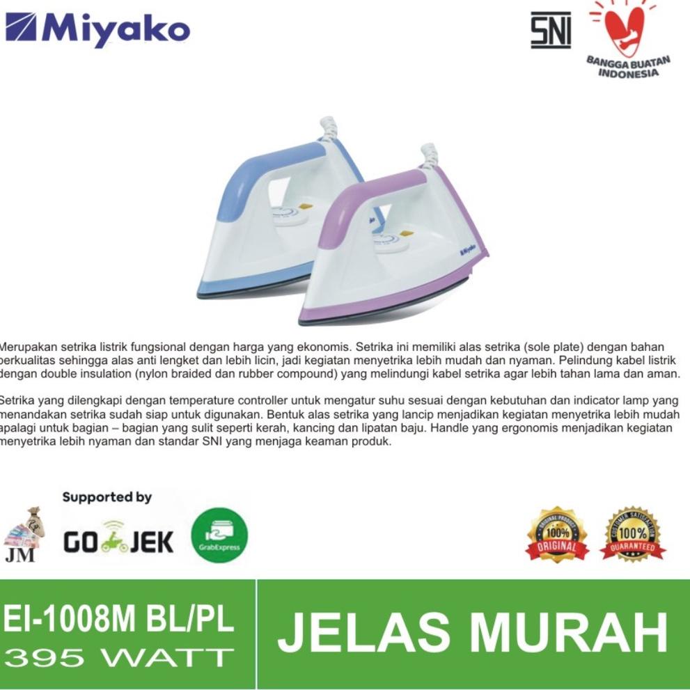 [Art. CC466J] Miyako EI 1008 M Setrika Listrik 395 Watt - Ungu/Biru - Original Garansi Resmi EI-1008