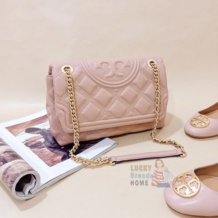 Tas TORY BURCH FLEMING Soft Leather Convertible Bag Pink Moon ORIGINAL