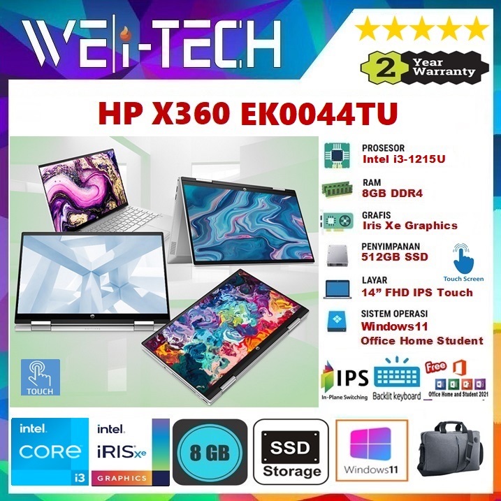 Jual HP PAVILION X360 14-EK0044TU - I3-1215U 8GB 512GB SSD BACKLIT KB ...