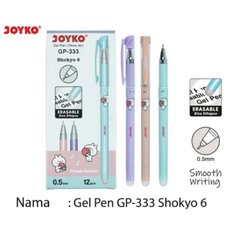 

Joyko Pulpen Hapus / Erasable Shokyo gel pen Gp-333 ( 1 pack )
