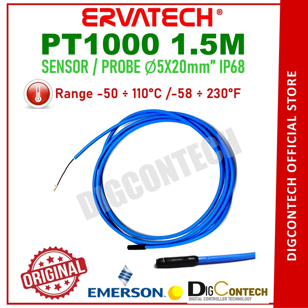 PT1000 Temperature Sensor Probe 1.5m Biru