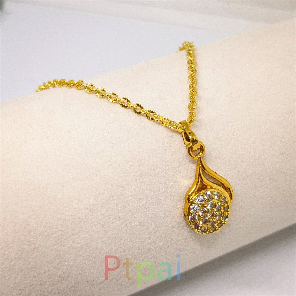 kalung liontin Wanita titanium fashion Lapis Emas 24k gold terbaru Perhiasan Korea