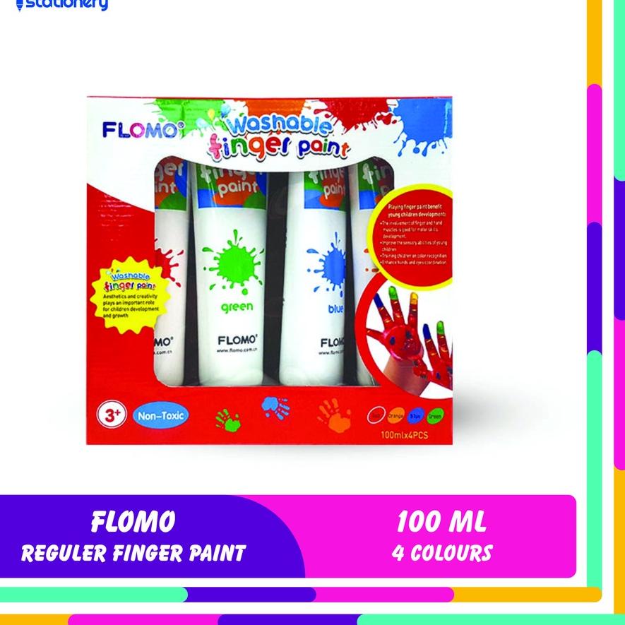 

Baru! FLOMO FINGER PAINT REGULAR COLORS 100 ML X 4 WARNA 오