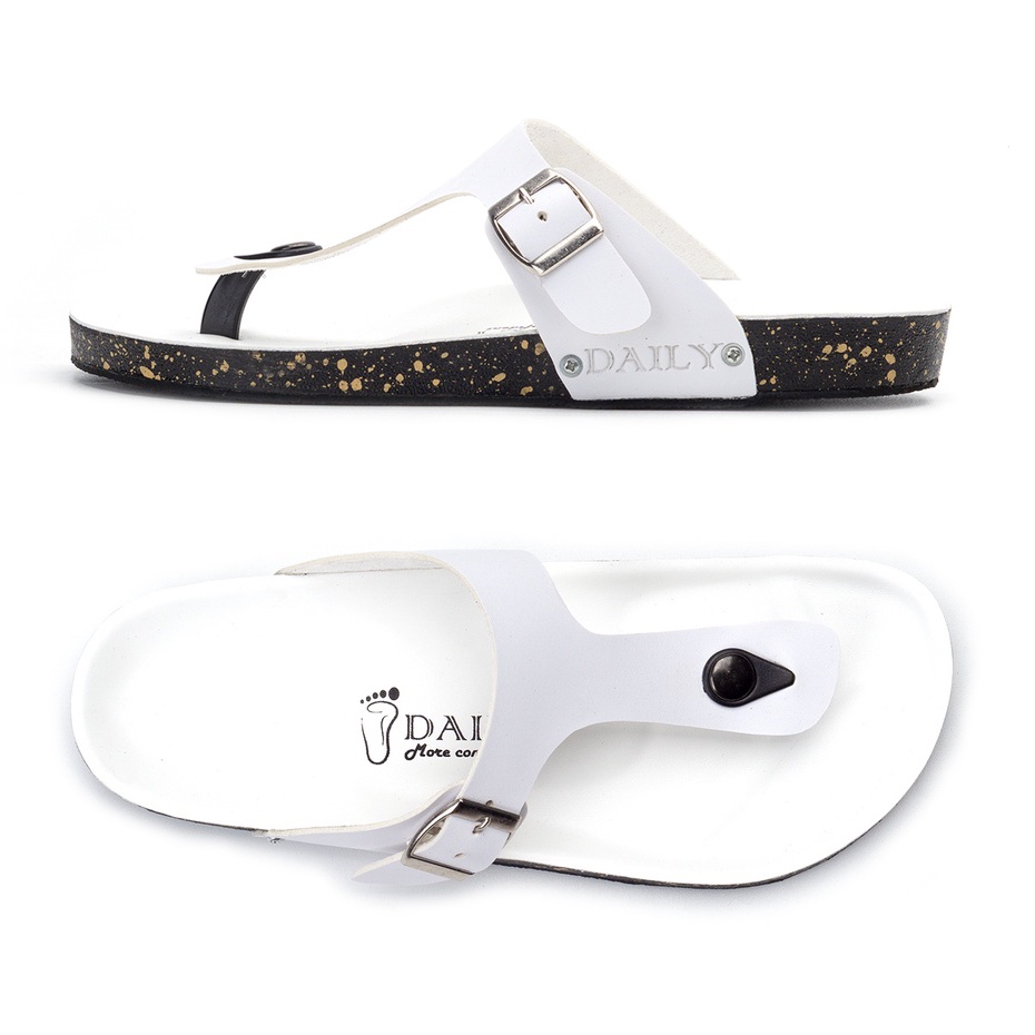 DALTON WHITE |ManNeedMe x DAILY| Sandal Jepit Pria Sendal Kulit Casual ORIGINAL