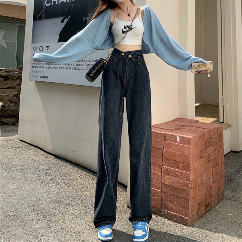 new fashion celana jeans panjang wanita /  highwaist loose murah celana jeans wanita