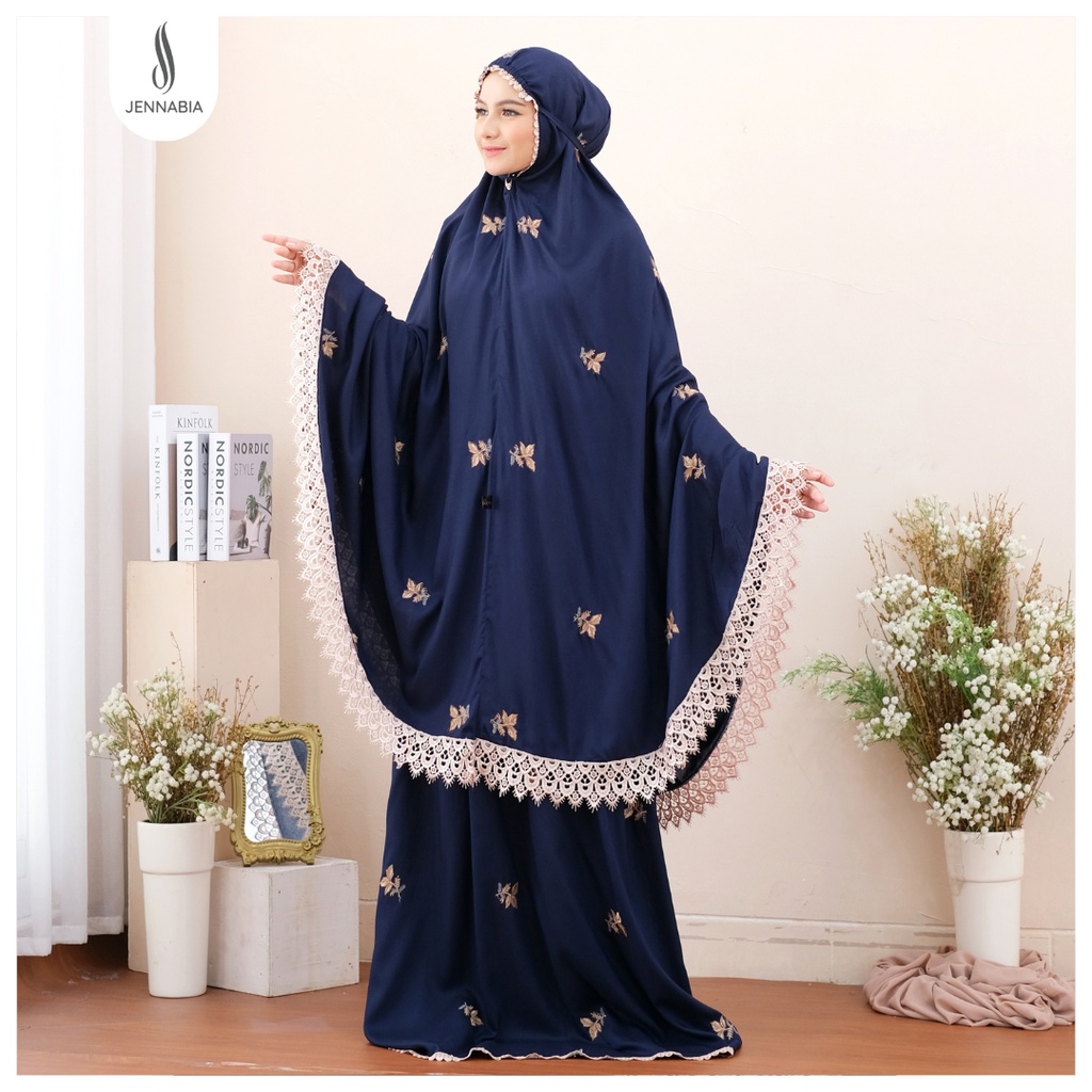 JENNABIA - Mukena Dewasa Rayon Premium Bordir Daisy Jumbo