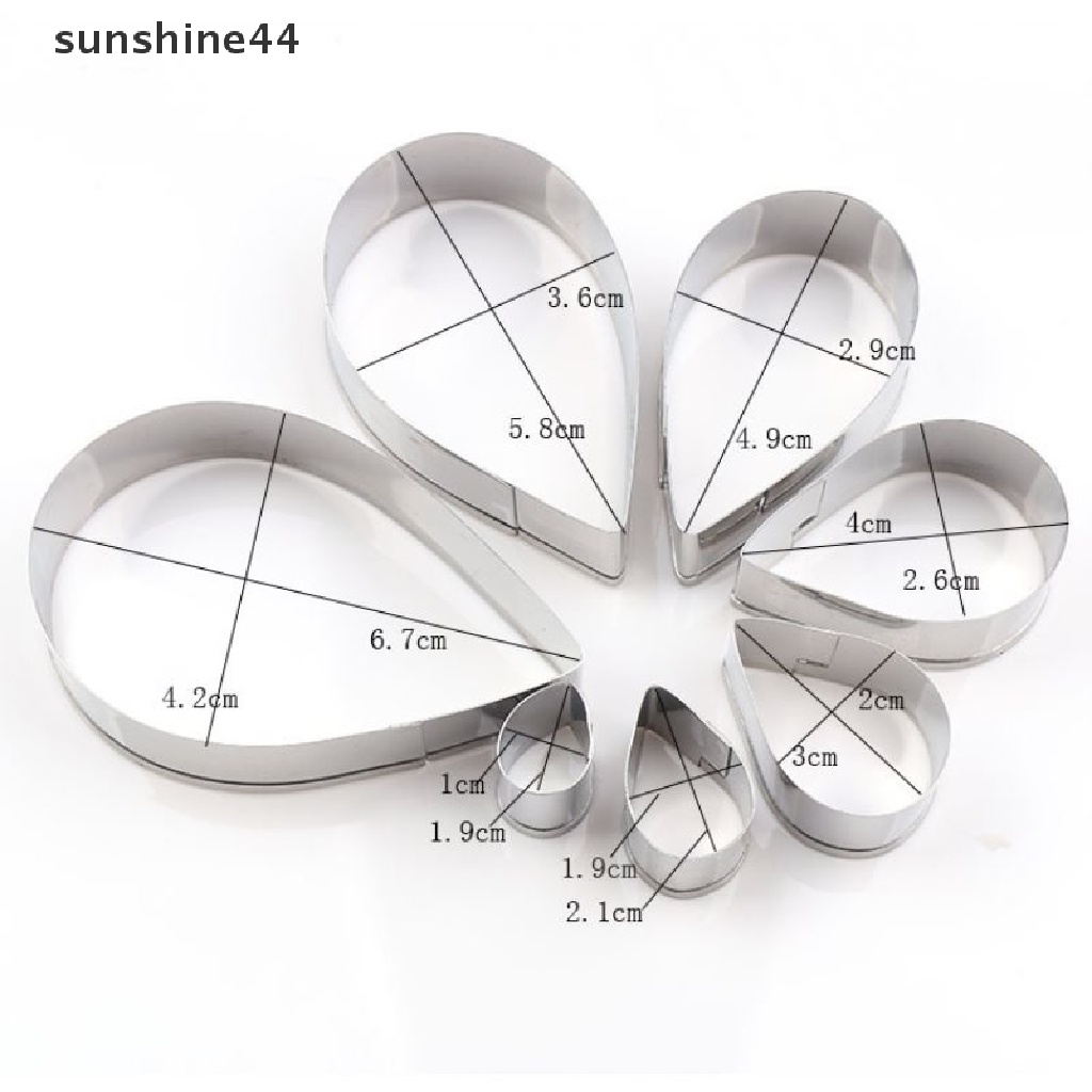 Sunshine 7PCS Cetakan Kue Mousse Bentuk Bunga / Hati Bahan Stainless Steel