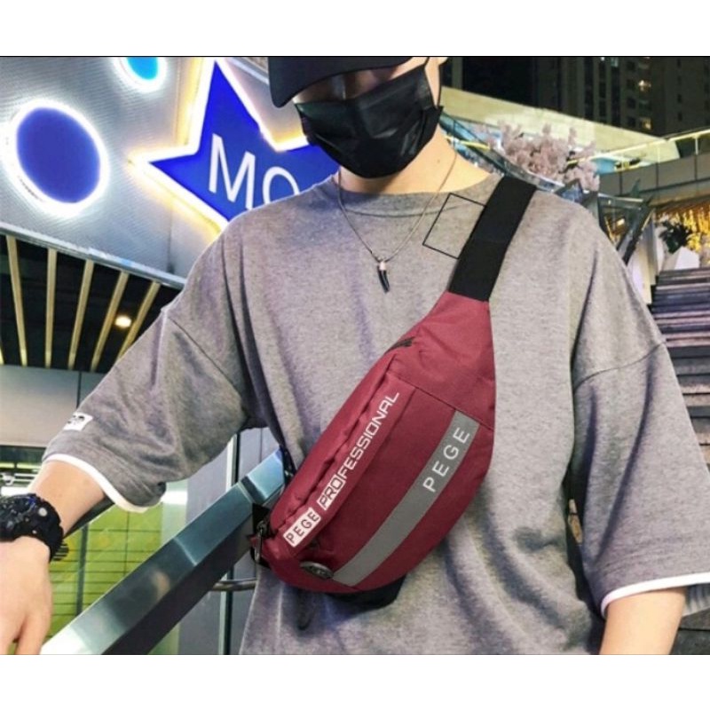 tas selempang waistbag pege pria bisa untuk tas pinggang slempang bahu