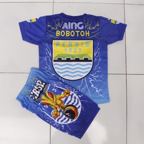 setelan baju bola anak persib suporter/ baju kaos bola anak persib suportetr printing