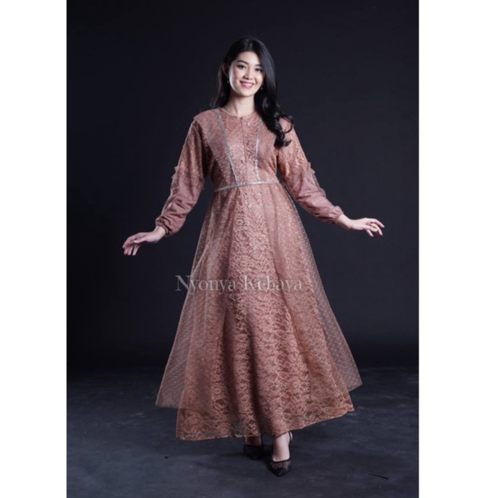 GAMIS BRUKAT MODEL TERBARU/DRESS FULL BRUKAT/GAUN PESTA/GAMIS BRUKAT TILE MUTIARA/GAUN PESTA FASHION