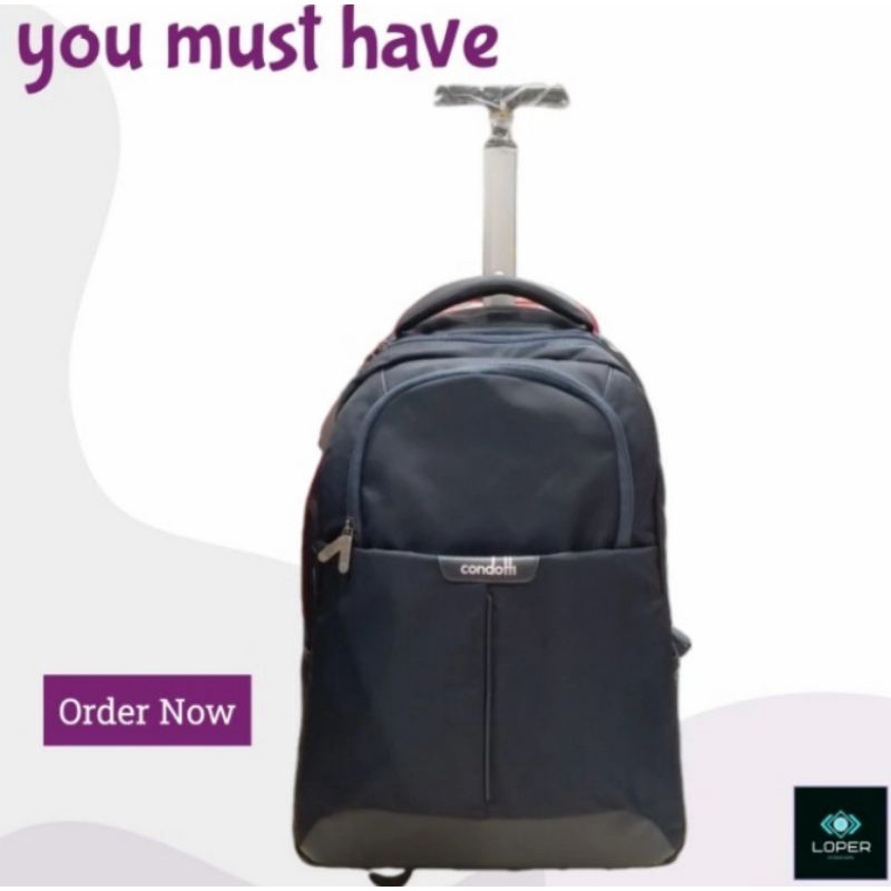 Ransel trolly travel bag condotti navy