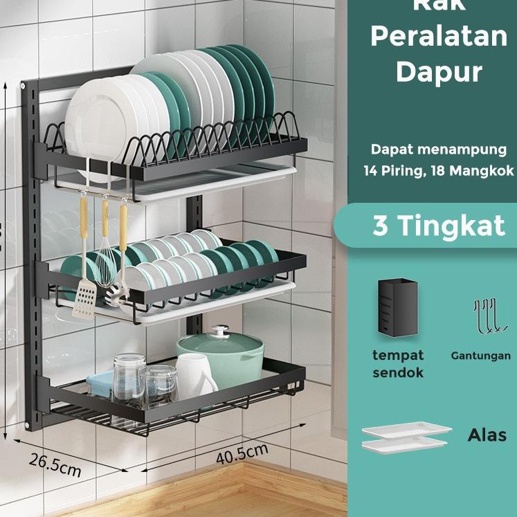 TELAH HADIR Starlight Rak Bumbu Dapur Rak Piring Gantung Wastafel Tempel Dinding Stainless Steel HRM