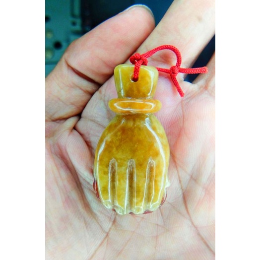 Liontin Giok Asli motif tangan buddha,Rare jadeite jade buddha hand pendant