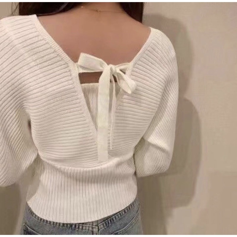 Atasan Rajut Offshoulder | A282 | Sabrina Top Lengan Panjang Knit Korean Style