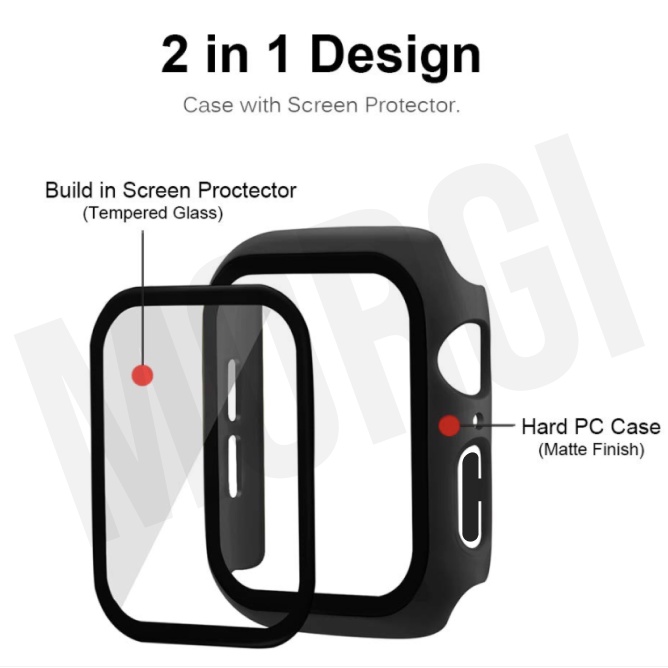 Tempered Glass Protector Watch Cover Case Apple Series 7 8 41mm 45mm 41 45 mm Bumper Untuk iWatch