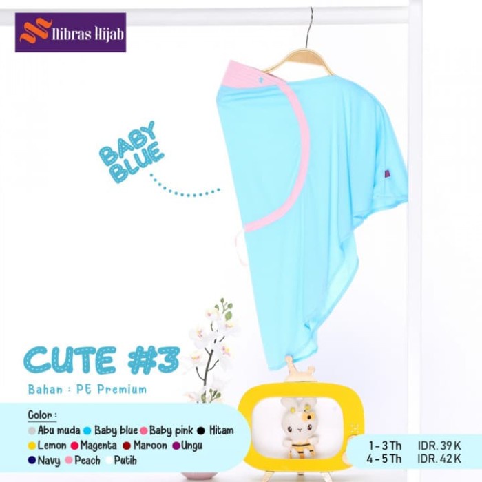 Murah Nibras Hijab Cute 03 Biru Muda Jilbab Kaos Bergo Pad Anak Balita Bayi Sale