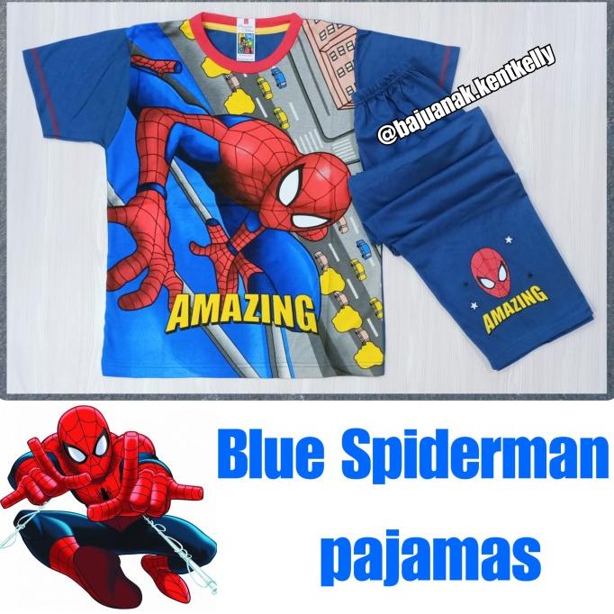 PROMO Baju tidur anak laki Jumbo gemuk Spiderman Spider Spider kaos pendek