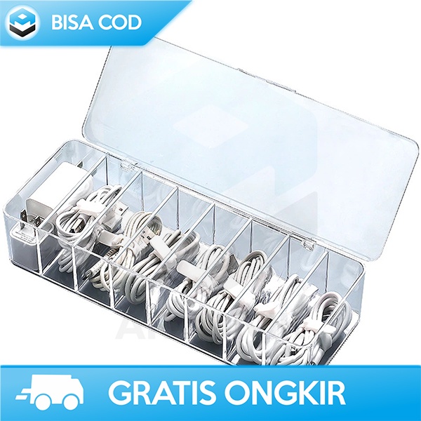 KOTAK TEMPAT PENYIMPANAN KABEL CABLE STORAGE BOX ORGANIZER 8 SLOT