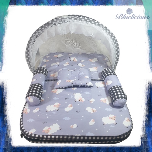 Gift Set Baby Newborn - Kasur Lipat Kelambu + Sofa Bayi + Selimut Bayi  - Kado Lahiran