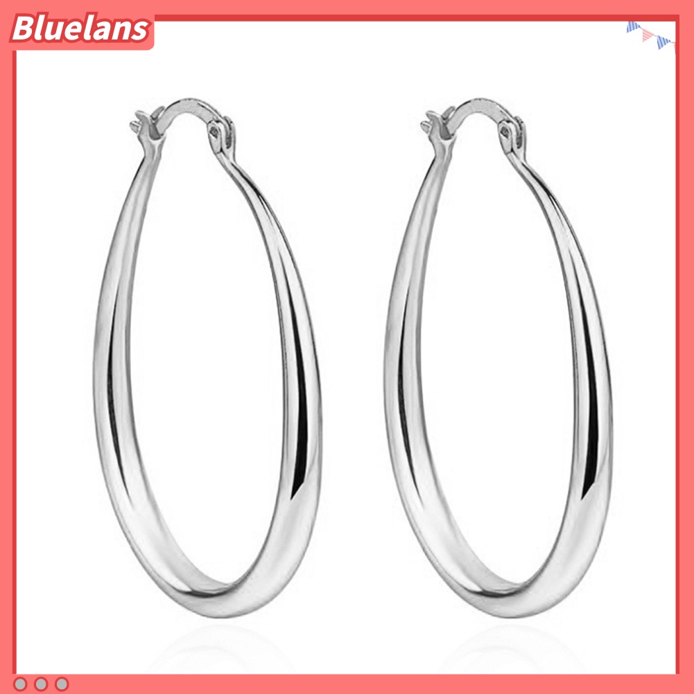 Bluelans Women Simple Fashion Oval Type Hoop Alloy Earrings Ear Loop Piercing Jewelry