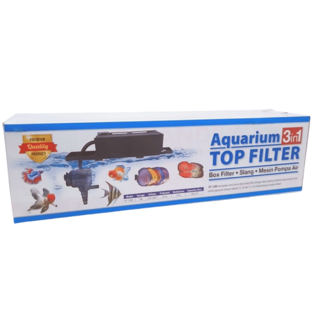 Rosston Set Top Box Filter Atas Aquarium 3in1 Paket Lengkap Mesin Pompa Kotak Filtrasi Atas Selang