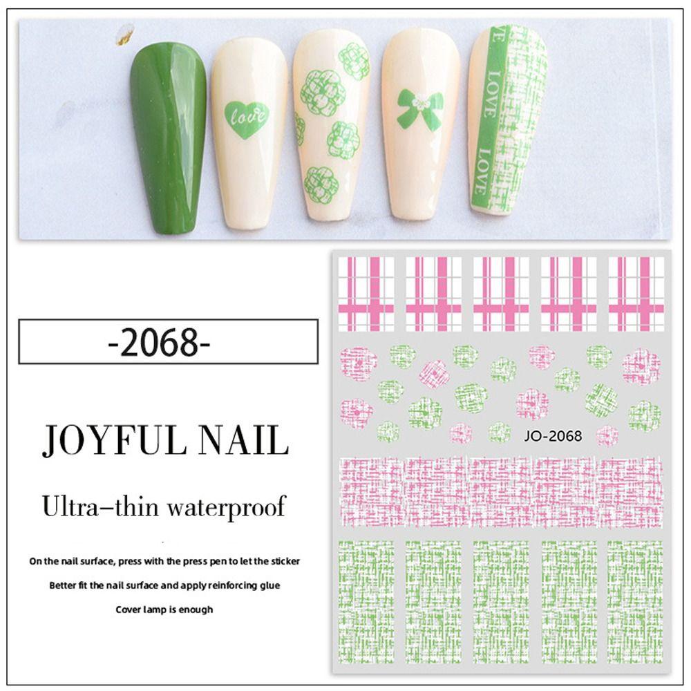 MXBEAUTY 3d Stiker Kuku Mewah DIY Perekat Diri Ikatan Simpul Garis Kisi Desain Inggris Bijian Rose Nail Art Dekorasi